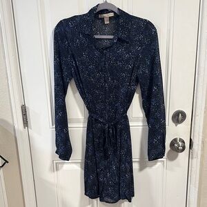 Blue Abstract Floral Mini Dress